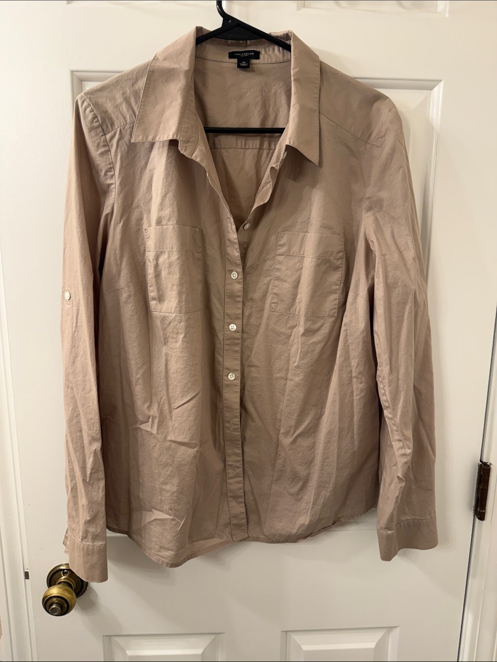 Ann Taylor Women's Beige Button-Down Shirt